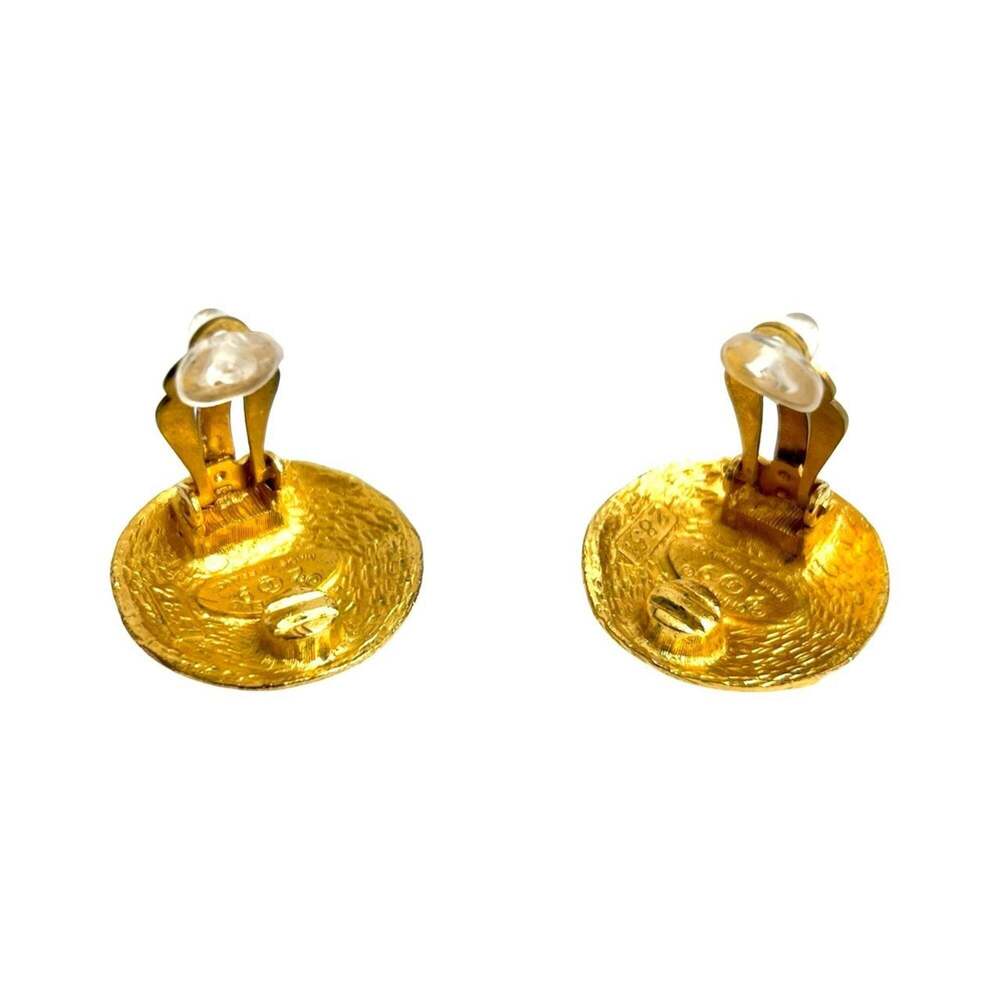 CHANEL Authentic Gold Logo Earrings - Picture 7 of 7